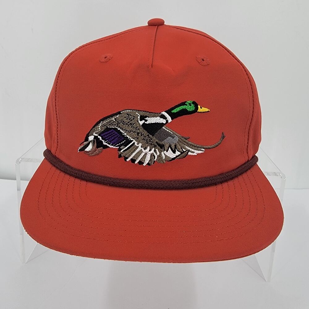 Duck Camp Hat Snapback Embroidered Mallard Red Orange Dad Grandpa Cap One Size